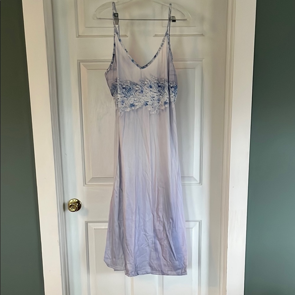 Elegant Blue Floral Print Dress